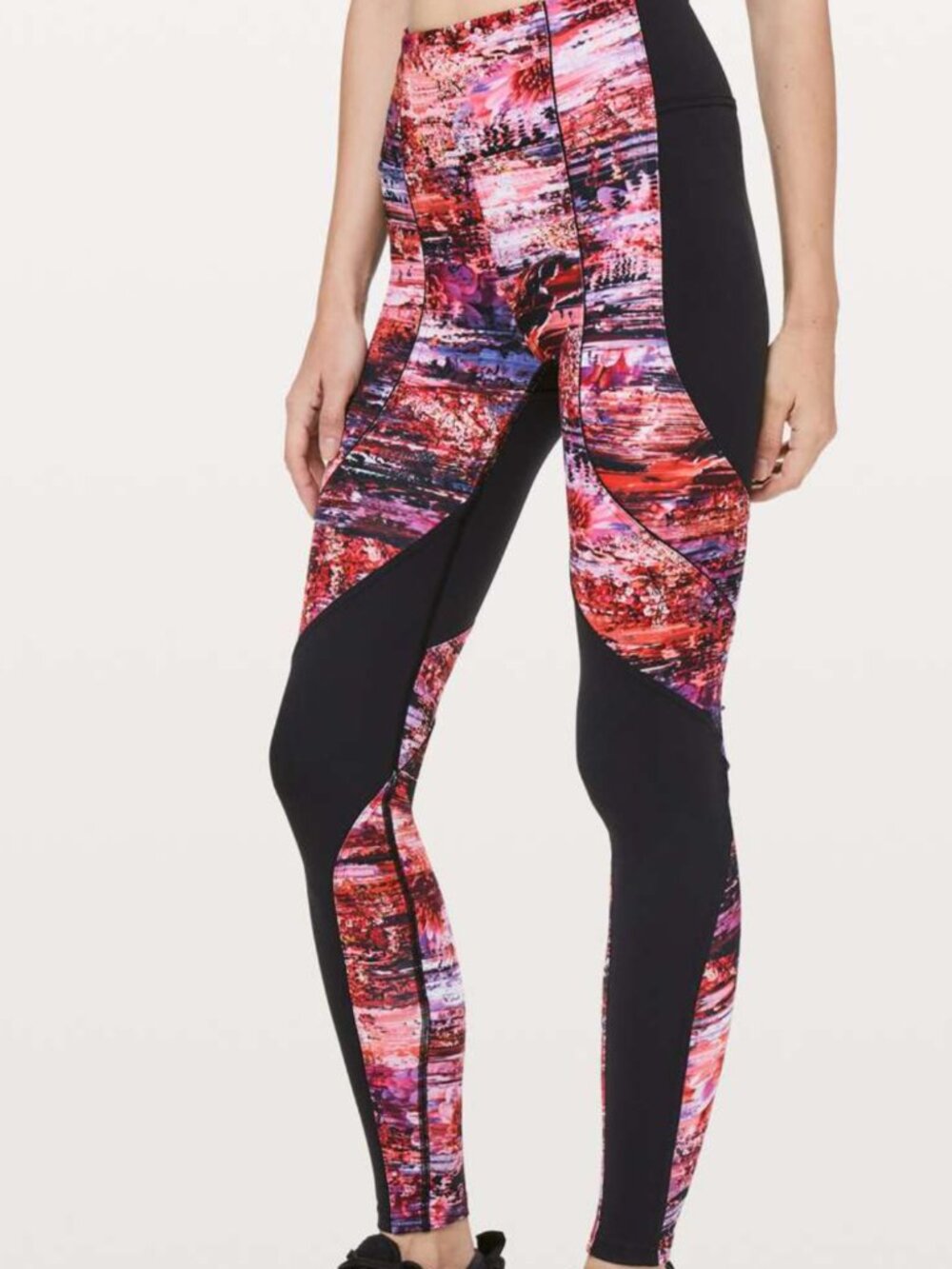 Women Lululemon Black /Dahliascape Multi Sweat & Repeat Tight *28" Leggings Sz 4